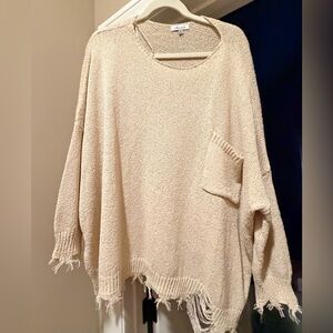 White Birch Cream Fringed Sweater